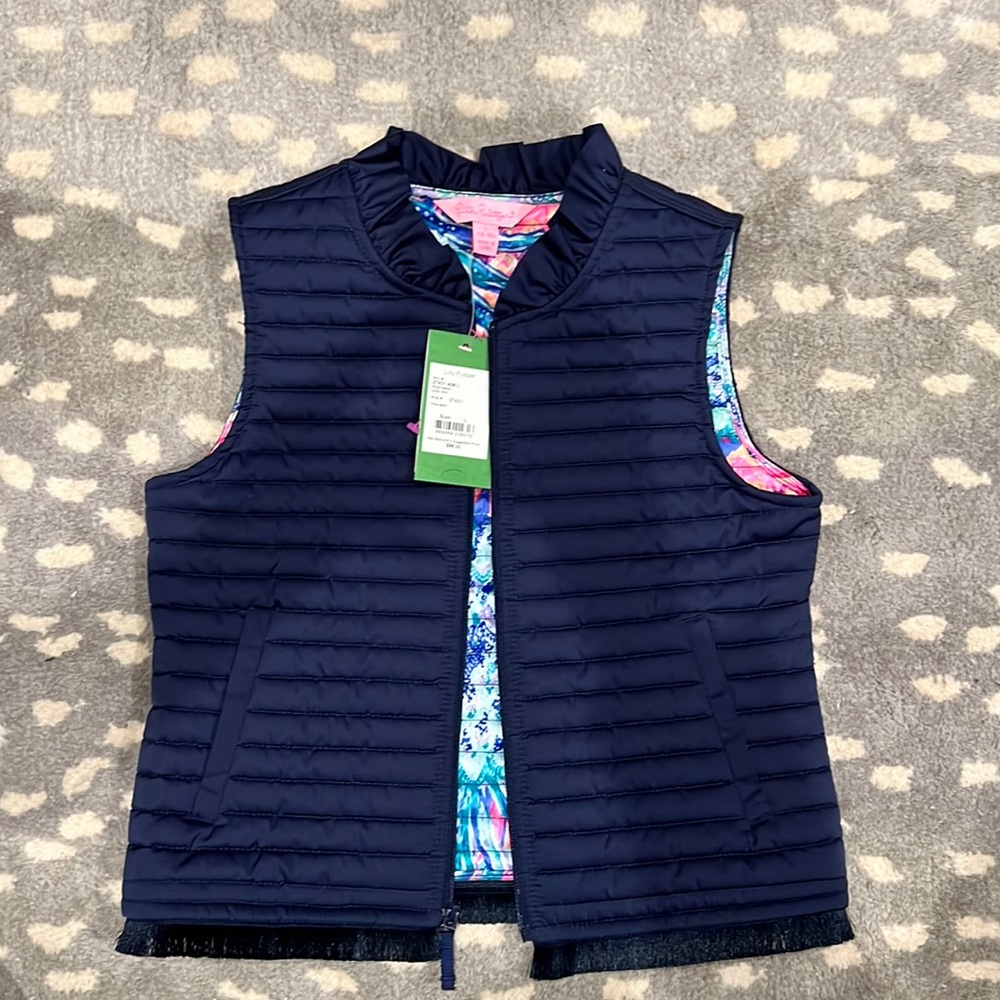 NWT Girls Lilly Pulitzer Levie Vest, True Navy, size L (8-10)
